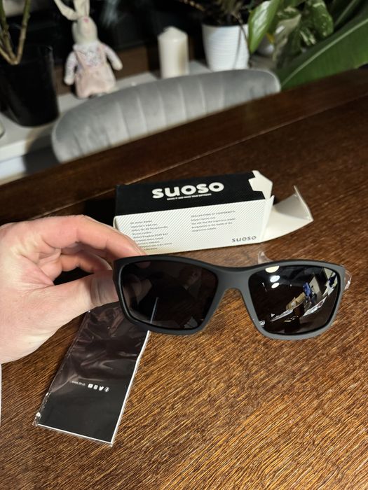 Suoso Rowerowe Okulary Przeciwsłoneczne Czarne, Męskie