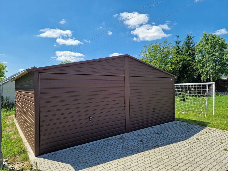 Garaż Blaszak 6x5 Garaż blaszany Konstrukcja wzmocniona i ocynkowana Garaż drewnopodobny na wymiar 6x6 7x6 8x6 9x6 6x7 7x7 8x7 Garaże Łódź PRODUCENT