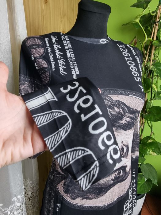 Siateczkowa sukienka motyw dolara mgiełka bodycon M 38