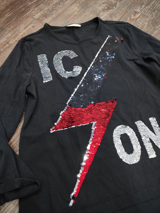 Czarna bluzka t-shirt 152 cekiny