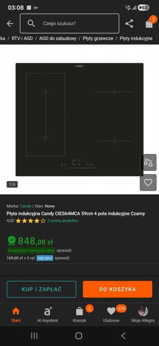 Płyta indukcyjną  candy