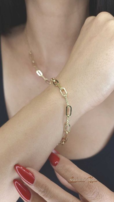 Złoty komplet łańcuszek z bransoletką p.585/9,32g