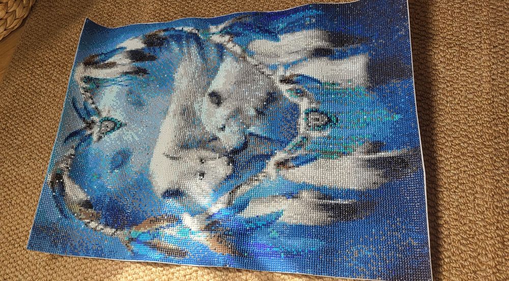 55x 40cm Obraz gotowy haft diamentowy wilki, obraz diamentowy
