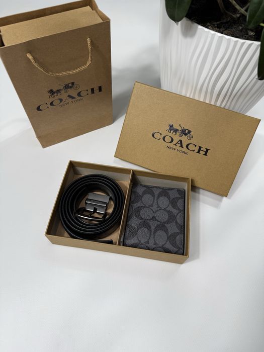 Набір Coach ремінь гаманець подарунковий Чоловічий набір Коач