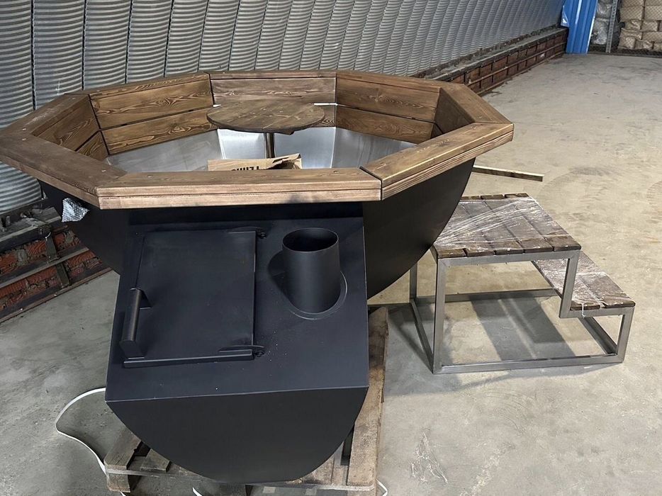 Банный чан c боковoй печкoй , водяная рубашкa, 9 теплoобмeнникoв.