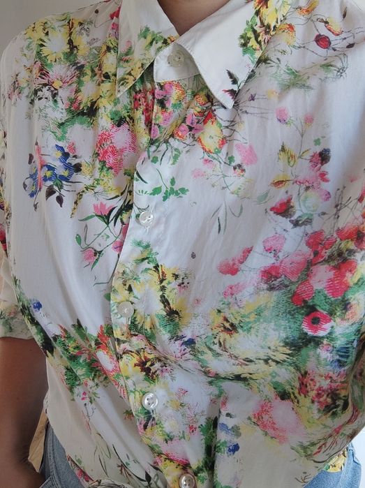 Koszula biała we wzory L/XL Orvis 100% bawełna