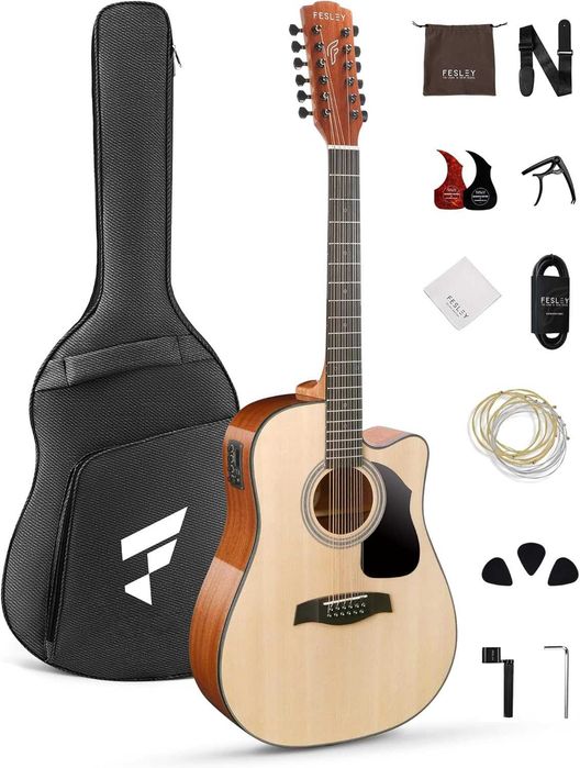 Гітара електро-акустична 12-тиструнна Fesley FDET280C (комплект)