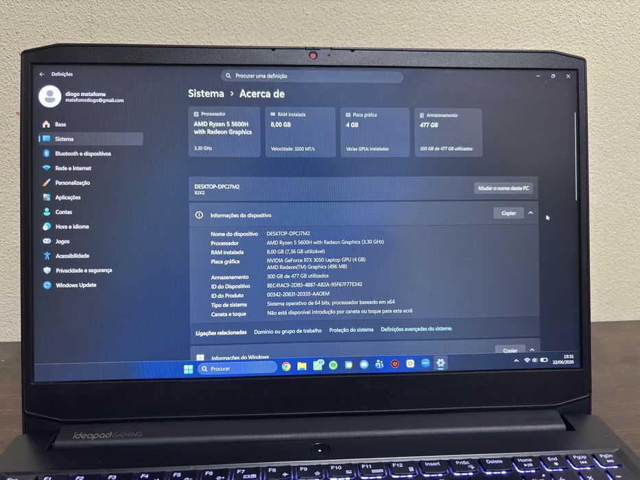 Lenovo Ideapad Gaming 3 Como Novo