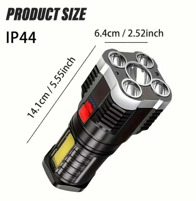LATARKA TAKTYCZNA 5 LED akumulator USB MOCNA super jasna 4 TRYBY h289
