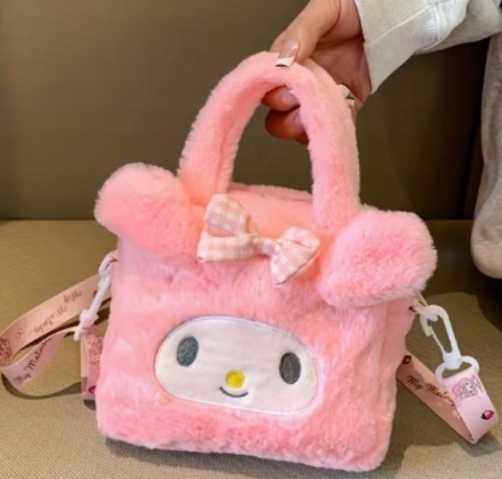 MY MELODY piękna różowa futrzana torba na ramię do ręki