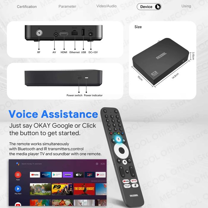 Смарт приставка Mecool KT2 DVB-T2 Amlogic S905Y4-B 2/32 ГБ Netflix