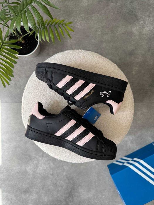 !SALE! Adidas Superstar Smile Black/Pink 36 37 38 39 40 41