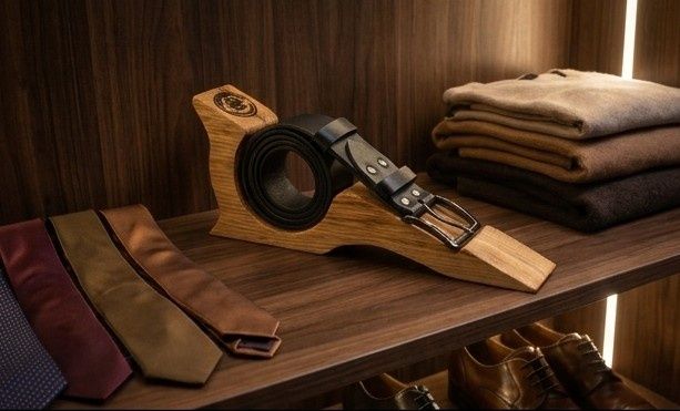 Дерев'яний органайзер (підставка) для ременя — ручна робота