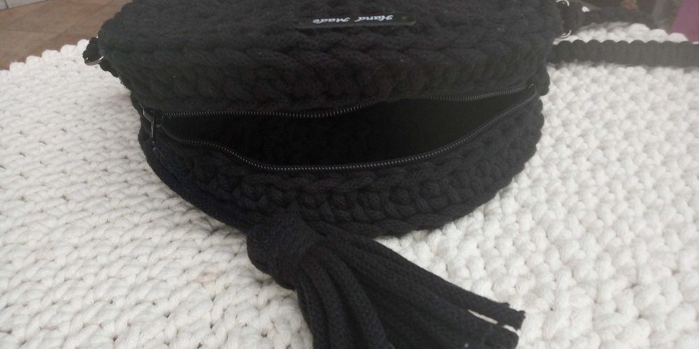 Torebka ze sznurka  czarna hand made