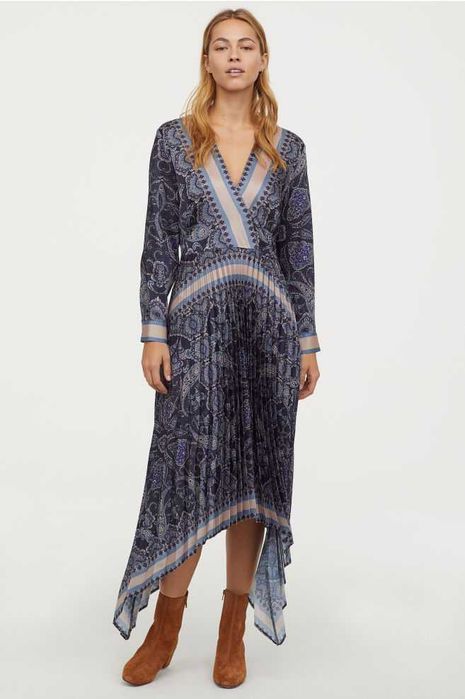 Vestido comprido assimétrico padrão paisley H&M T: 38 Novo c/etiqueta