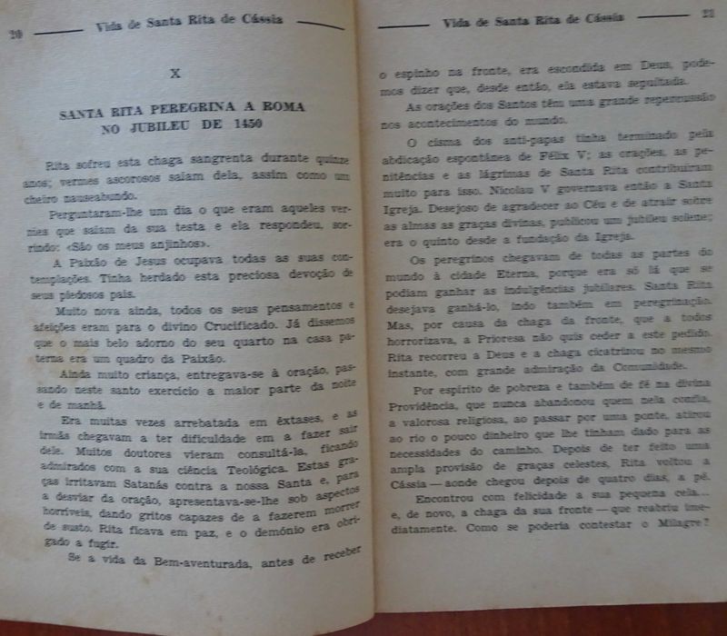 Vida de Santa Rita de Cássia (e Devocionário) - 1ª Edição 1971