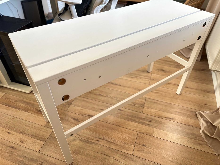 Biurko IKEA HEMNES 120x47 cm białe – 2 szuflady, lite drewno