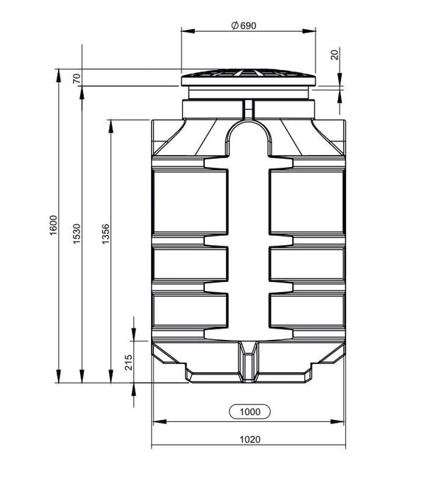 Studzienka wodomierzowa RAGI 1000 PREMIUM H - 1600mm