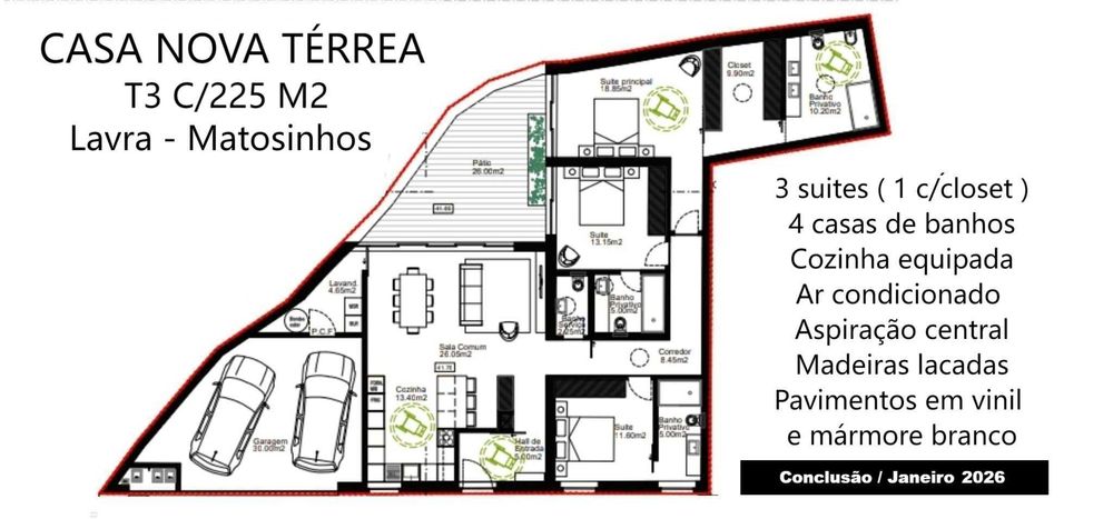 Casa térrea T3 ( nova ) na zona de Lavra em Matosinhos