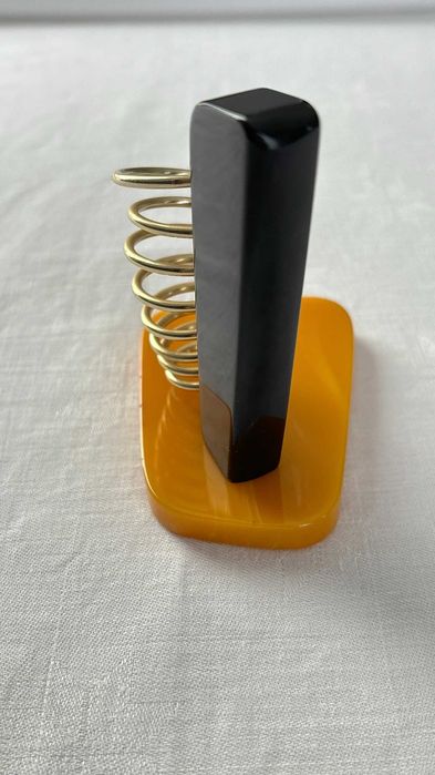Stojak bakelit na długopis /patyczki koktajlowe spirala metal art-deco