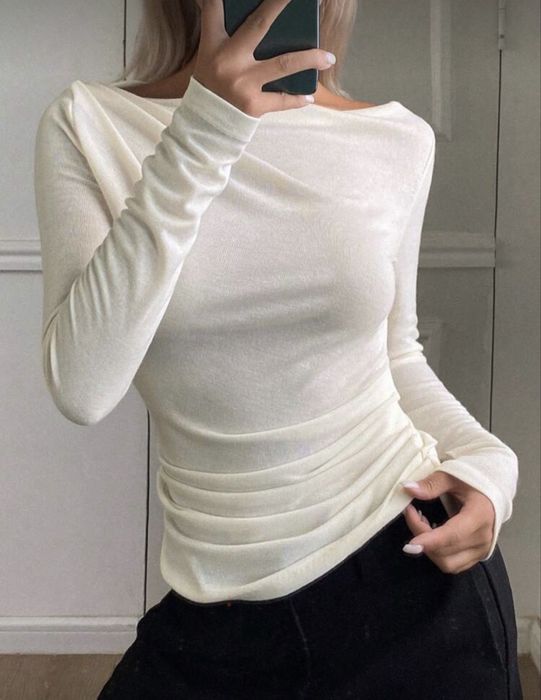 Лонгслів молочний S