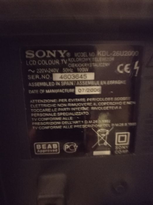 Telewizor Sony-uszkodzony
