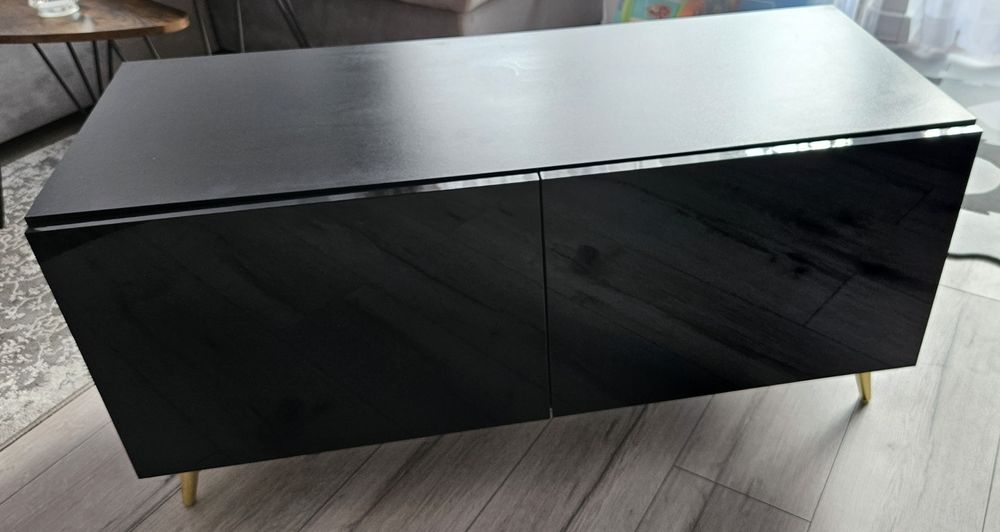 Szafka RTV - stan idealny, fronty połysk + złote nóżki