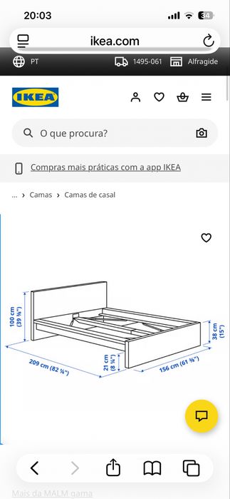 Cama modelo Malm 140 x 200