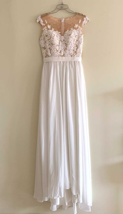 Suknia ślubna #56 boho linia A ivory zamek guziczki rozmiar 42 XL