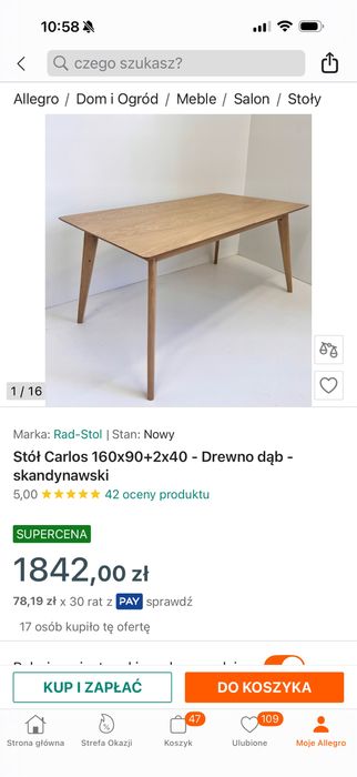 Stół jadalniany rozkladany
