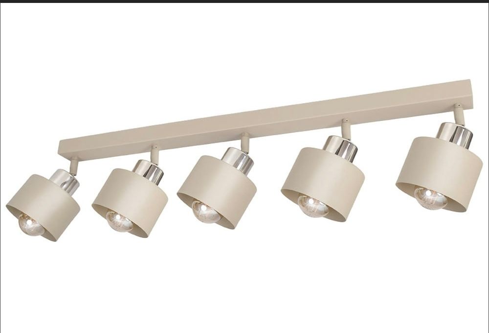 Lampa sufitowa plafon 5 punktów kaszmir beż miedź romir