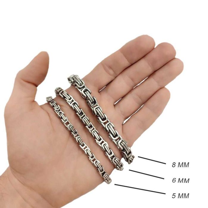 Ланцюжок чоловічий зі сталі сріблястий, 57 см на шию