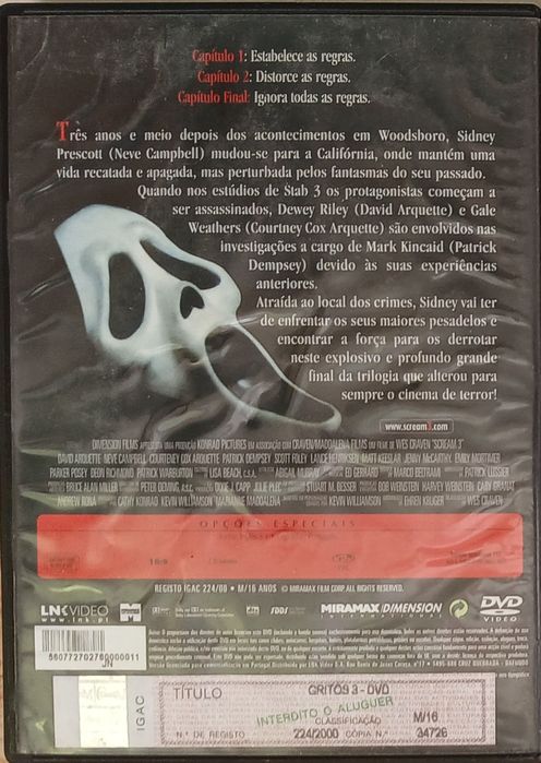 DVD Scream Gritos 3