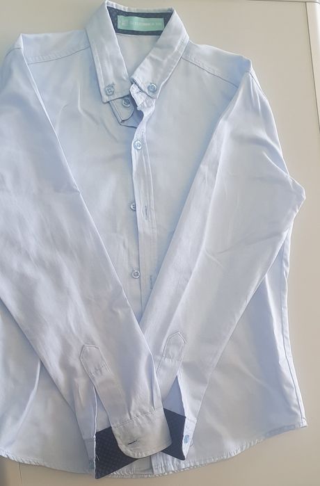 Błękitna koszula dla chłopca 128 z długim rękawem