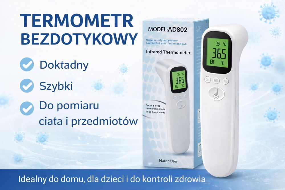 Termometr bezdotykowy AD802 – szybki i dokładny