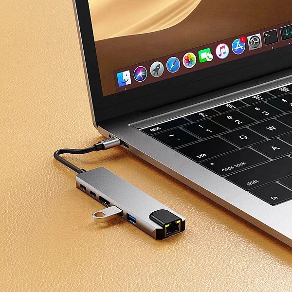 Adapter Tech-Protect HB02 HUB Adapter 6w1 USB-C + USB2.0 + USB3.0 + HD
