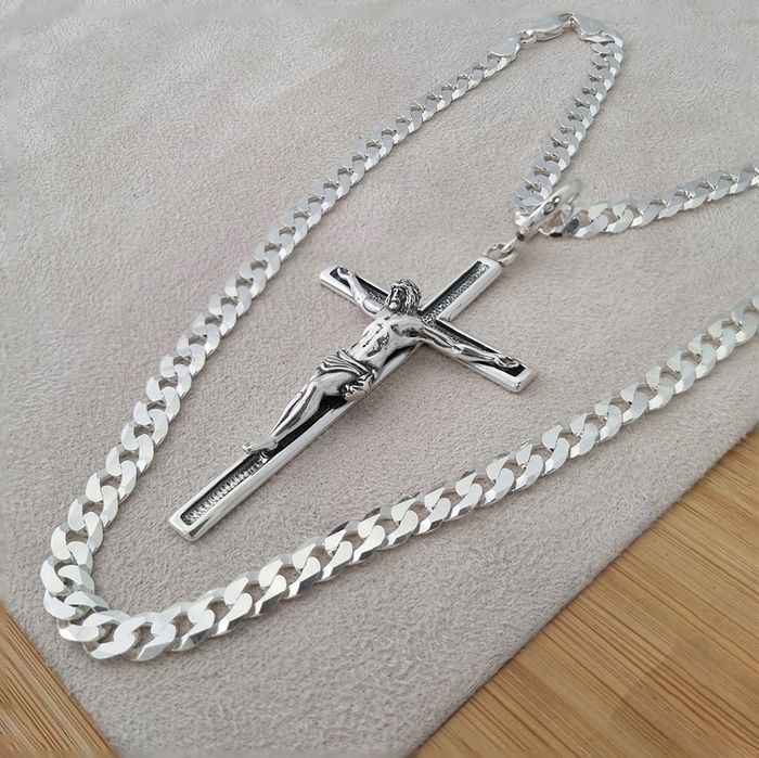 Srebrna Zawieszka Wisiorek Krzyż / Krzyżyk Duży Masywny Katolicki Prób