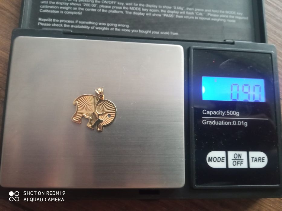 Nowa, ZŁOTA Zawieszka SŁONIK, 0,90 g, próba 585, 14K