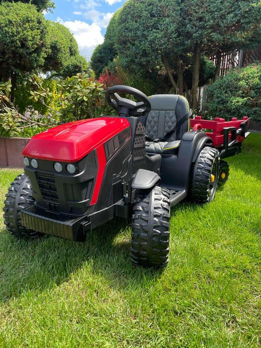 Duży Traktor na akumulator z Przyczepką Pilot Ciągnik elektryczny dla dzieci