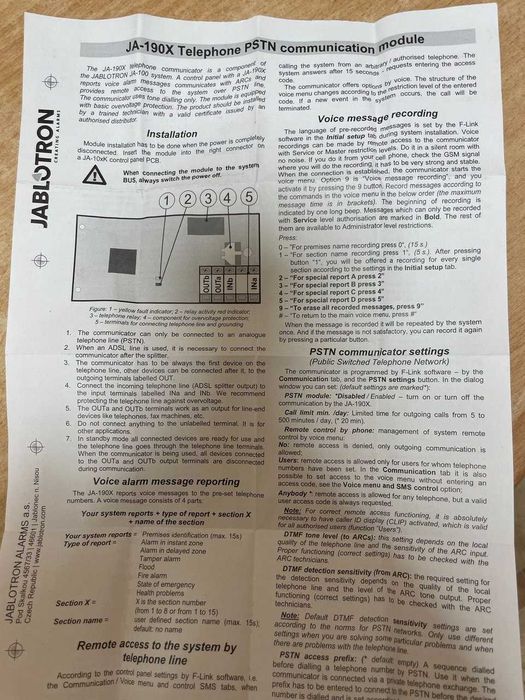 Jablotron JA-190X модуль связи PSTN (для JA-106K)