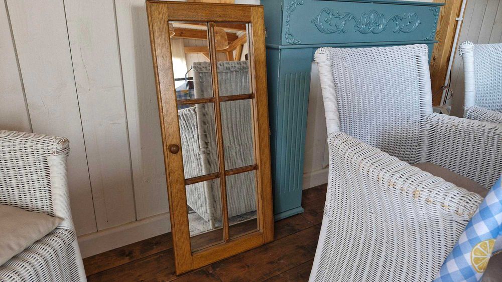 lustro drewniane dębowe rustykalne loft 44x98 cm ze szprosami PRL