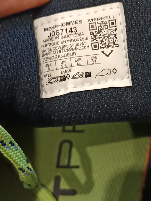 кроссовки для бега Merrell vibram 42 размер. Стелька 27см.