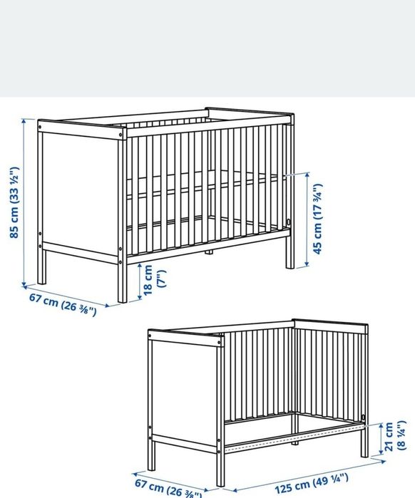 Berço IKEA + colchão + 2 lençóis ajustáveis