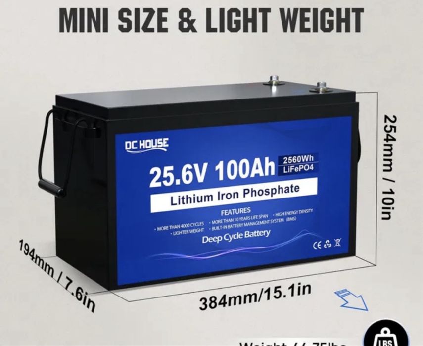 Акумулятор DC HOUSE LiFePO4 24B 100А год (25.6V) 2560Вт-год з BMS