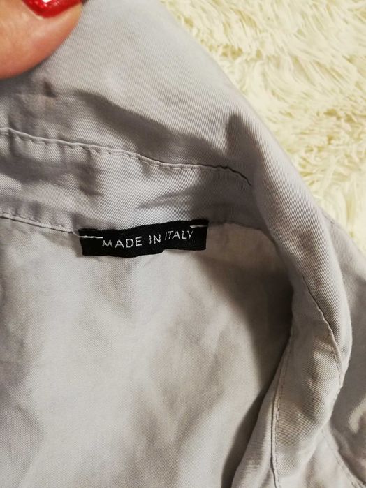 bluzka koszulowa M 38 L 40  jedwab rayon Made in Italy  szara oversize