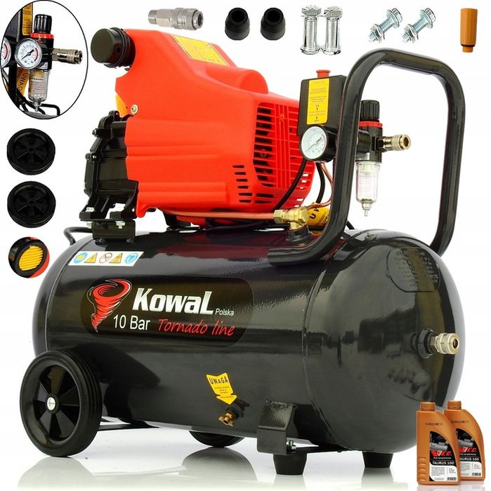 Profesjonalny 10bar Kompresor 50l Olejowy Tłokowy Sprężarka Pompa Powi