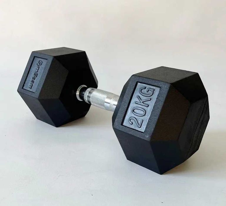 Гантель 20 кг гексагональні гумові. В наявності 10, 12, 15, 25, 30, 50