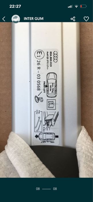 NOWE Relingi Uchwyty Dachowe AUDI Q5 od 2017r. ORYGINAŁ