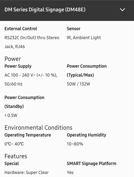 Monitor Samsung DM48E