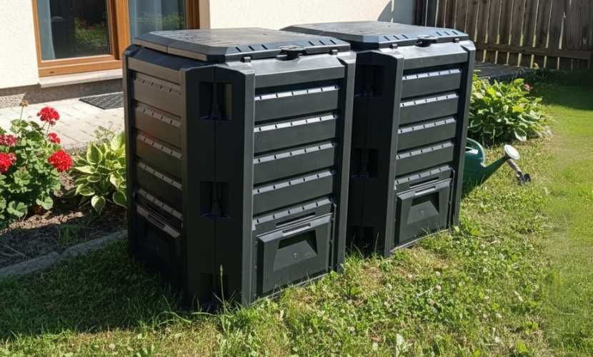 Kompostownik segmentowy 2-komorowy 800L czarny plastikowy do ogrodu